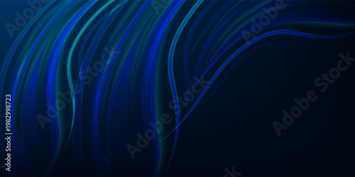 Abstract Blue Wave Background with Glowing Neon Lines and Deep Gradient Flow