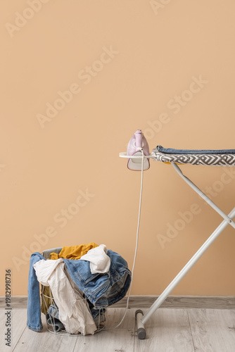 Board with electric iron an...