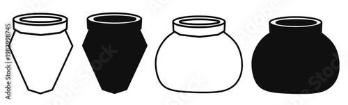 Silhouette of potted icon illustration on white background. Potted icon set for business. Stock vector.