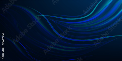 Abstract Blue Wave Background with Glowing Neon Lines and Deep Gradient Flow