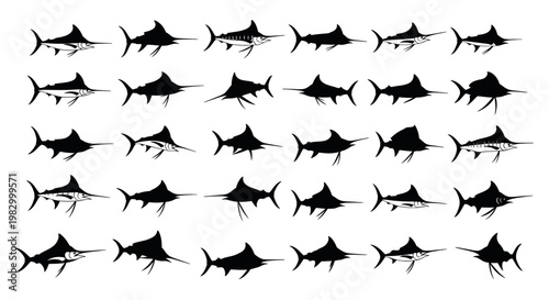 Marlin Fish Silhouettes Collection: Sport Fishing Icons