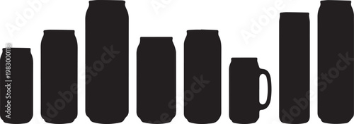 Aluminum Beverage Can Silhouettes Soda Beer Vector