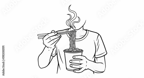 Person enjoying a steaming bowl of noodles with chopsticks