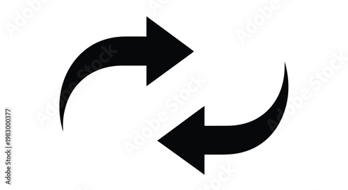 Obraz na plátne Two curved arrows facing opposite directions on transparent background silhouett