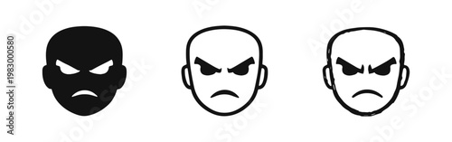 Frustrated and Aggressive Angry Head Silhouette Icon Set Mental Health