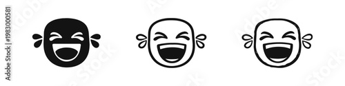 Funny Humor and Laughter Concept Icon Set Laughing Crying Face Emoji