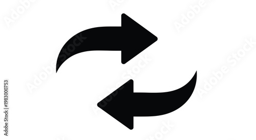 Two curved arrows pointing in opposite directions on transparent background silhouette