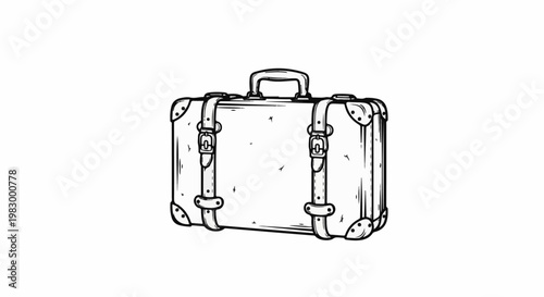 Vintage luggage, a retro style suitcase with buckles and handle