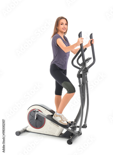 Sporty young woman training...