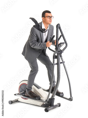Young businessman training ...
