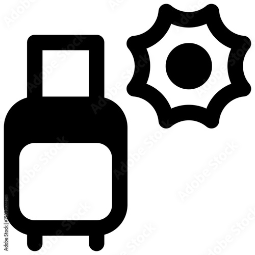 Climate migration. Outlined stroke vector icon with black-filled details.