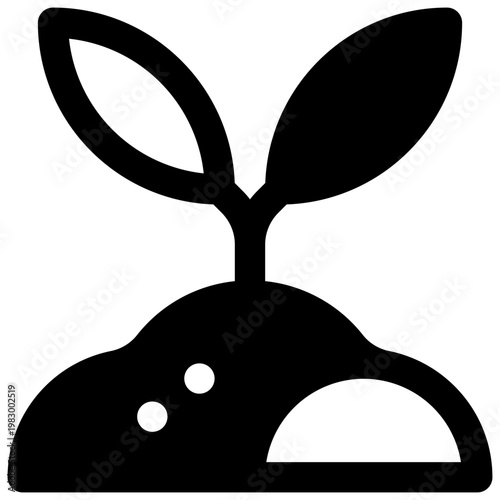 Reforestation. Outlined stroke vector icon with black-filled details.