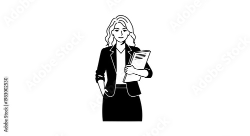 Professional Woman Holding Documents Confidently.