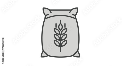 Illustration of a sack of grain with a wheat ear icon