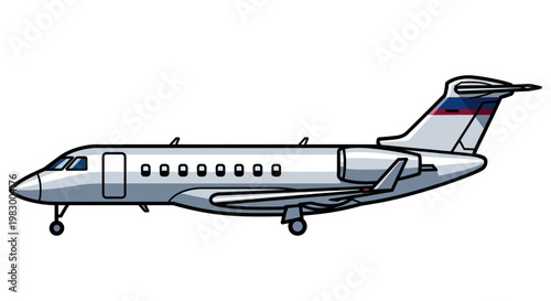 Illustration of a private jet airplane with simple design