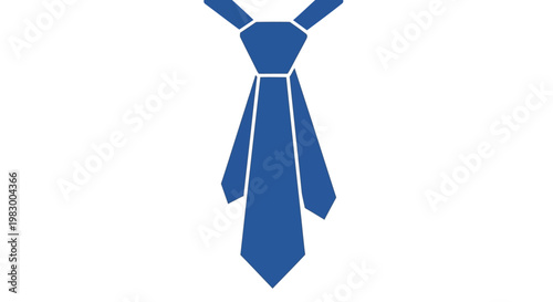Blue geometric necktie icon on white background