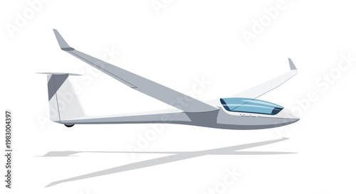 Realistic illustration of a modern glider aircraft in flight