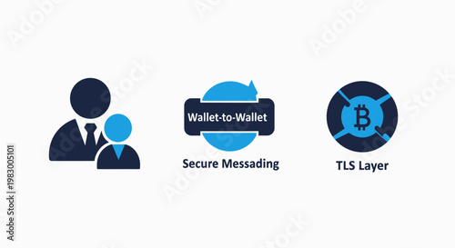 Digital security and secure messaging icons set for cryptocurrency wallet transactions with security messaging cryptocurrency encryption protection transaction infographic communication