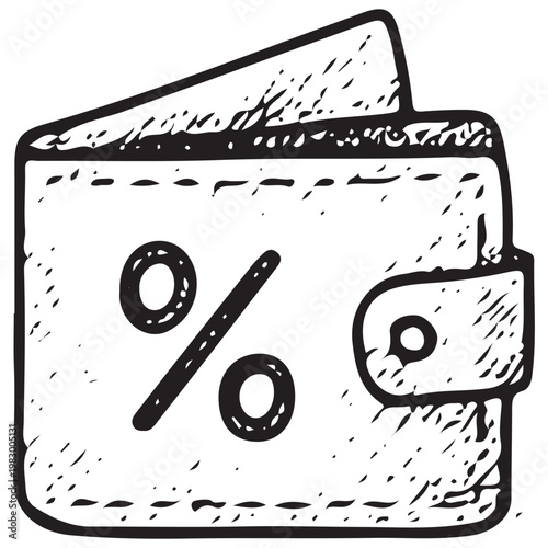 Discount Wallet Icon with Percentage Symbol for Shopping Savings Ecommerce and Retail Sales