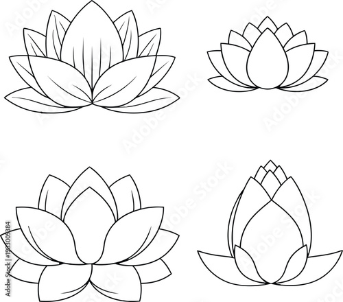 Lotus flower sketches minimalist botanical line art collection