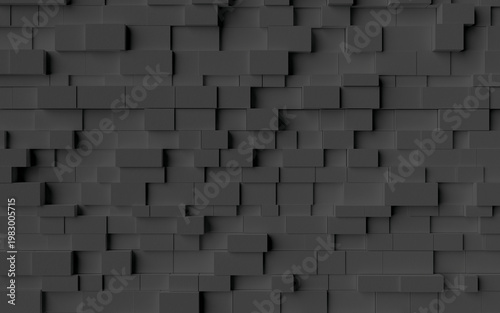 black wall textures background, 3d rendering of 3d brick forminig a texture wallpaper