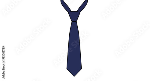 Simple blue necktie illustration on white background