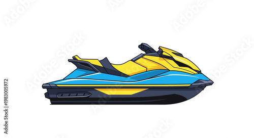 Colorful jet ski illustration on a white background