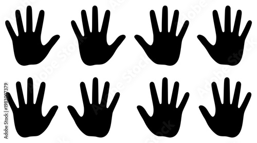 Vector graphic illustration of multiple black hands raised