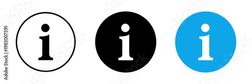 Info icon set with i button and information symbol. Help support and guidance icons in outline solid and colored styles for apps, web interface, notification systems and user assistance