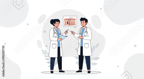 Dermatologists Discussing Skin Anatomy and Hair Follicles in Medical Consultation