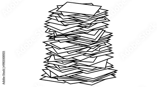 Stack of messy papers and documents illustration