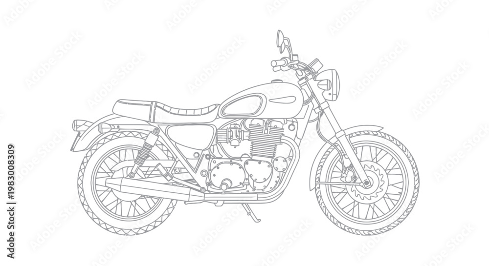 Foto Classic motorcycle line art.