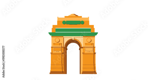 Stylized illustration of India Gate monument