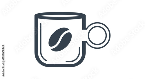 Coffee mug and bean icon for hot drinks and cafes.