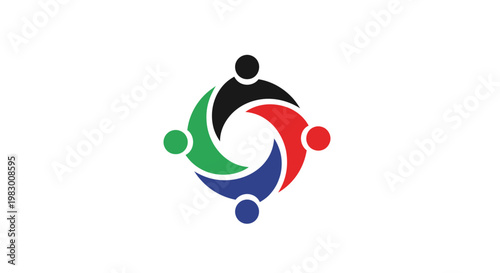 Colorful abstract people team collaborating in a global community