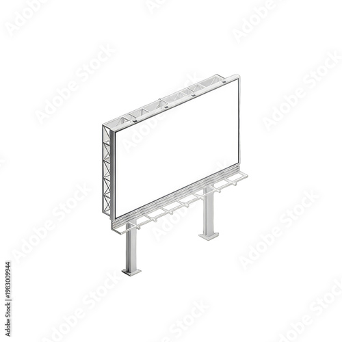 3d rendering of blank digital billboard frame isolated on transparent background