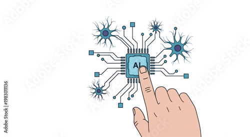 Hand Touching Blue Chip Technology.