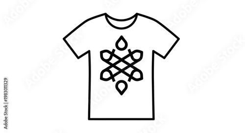 T shirt with design on front.