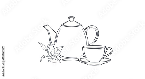 Tea Cup and Kettle Set.