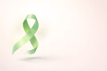 Green ribbon awareness symbol supporting mental health and environmental causes