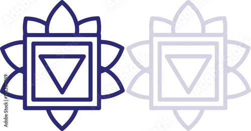 Swadhisthana Chakra Symbol in Blue Outline Style isolated on white background
