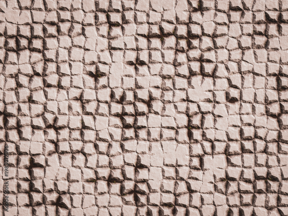 Naklejka premium Warm white stone blocks forming a textured wall or pavement pattern.