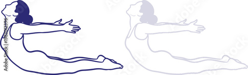 Yoga Cobra Pose silhouette illustration of woman stretching isolated on white background