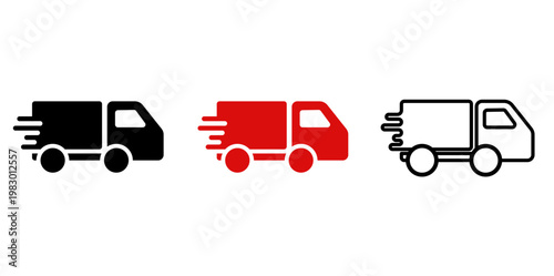 Fast delivery icon set on white background.