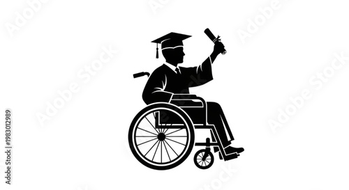 Graduation ceremony for a person in a wheelchair, symbol of achievement and overcoming challenges