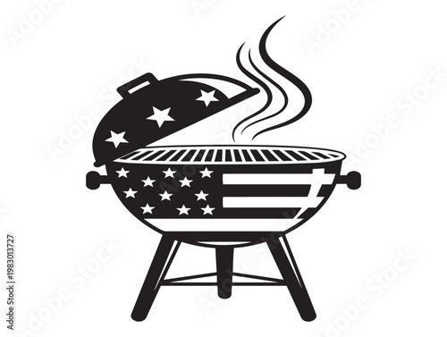 Patriotic barbecue grill a fourth of july celebration icon with american flag design