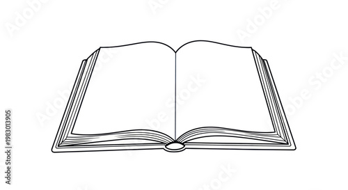 Open Book with Blank Pages Illustration.