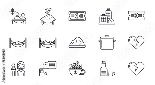 Line icons of food and drink.