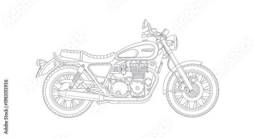 Classic Motorcycle Side View Illustration.