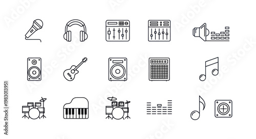 Music icons and symbols collection.